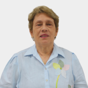 The general public and the educational community are introduced to Professor Mary Lupe Angulo de Meza of the Department of Public Health. The photo was taken in close-up, with a white background, and the professor is centered.