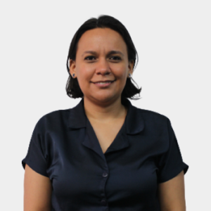 The professor in the Department of Basic Sciences, Natalia Rocío Moreno Castellanos, is presented to the general public and the educational community. The photo was taken in close-up, with a white background, and the professor is centered.