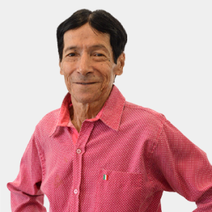The photo was taken in the foreground, white background and Professor Hector Mendez is located in the centre.