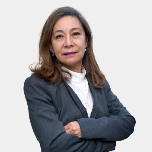 The photo was taken in the foreground, white background and Professor Lady Rodriguez is located in the centre.
